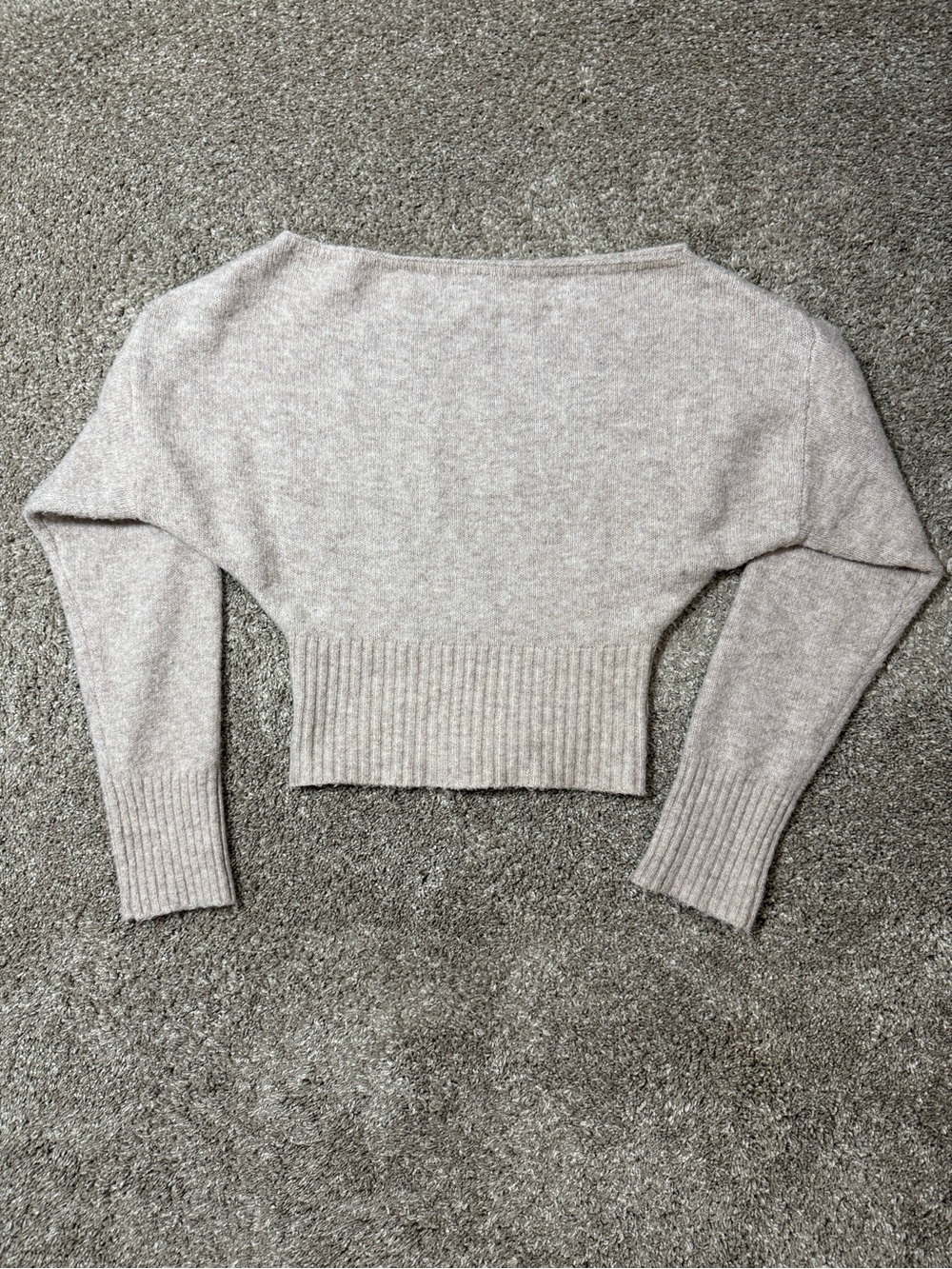 Garage Off-the-Shoulder Cropped Sweater in Light Taupe